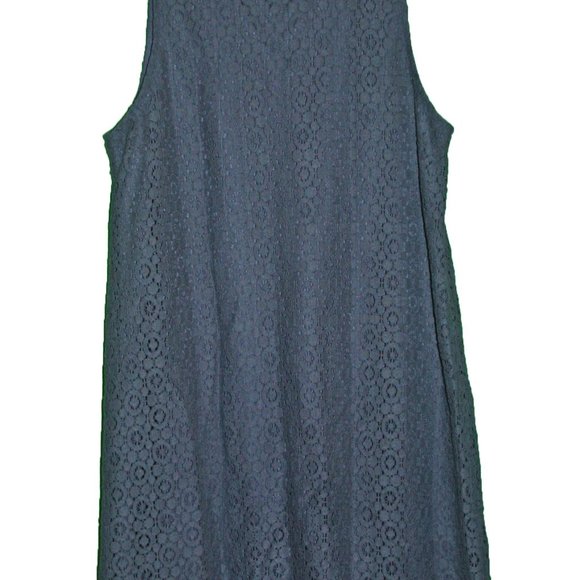 Women's Ya Dress Navy Lace Over Cotton Liner Sleeveless Size Large Knee Length - Picture 3 of 3